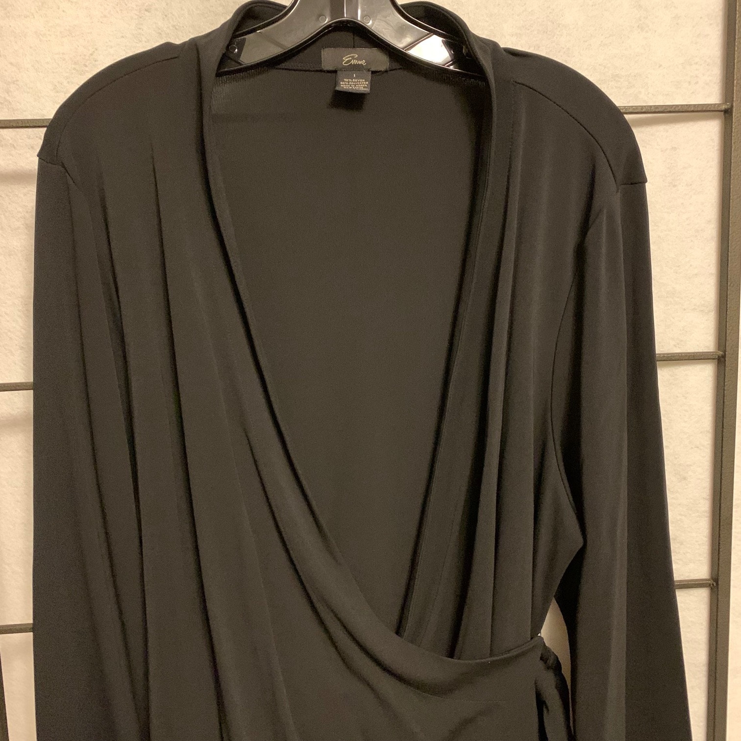 Emme True Wrap Blouse Plus Size 1 Black — image 2 of 8